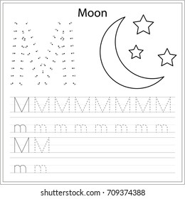 Learning alphabet. Worksheet. Game for kids, children. Learning a letter .  Painting page.  Vector illustration. 