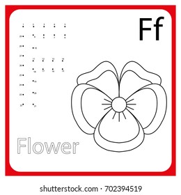 Learning alphabet. worksheet  for preschool children, kids. Learning a letter F .  Painting page.  Vector illustration. 