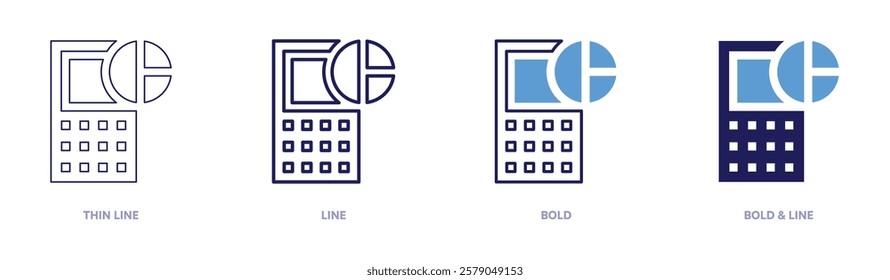 Learning analysis icon in 4 different styles. Thin Line, Line, Bold, and Bold Line. Duotone style. Editable stroke.