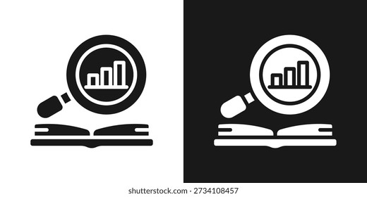 Icono de análisis de aprendizaje en estilo de glifo blanco y negro