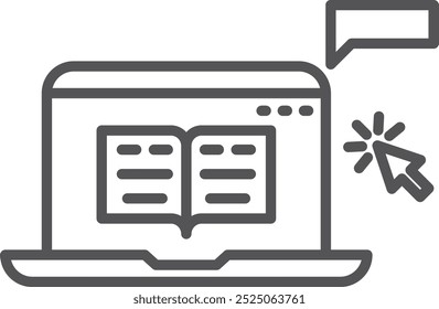 Learning app on laptop line icon. Online education