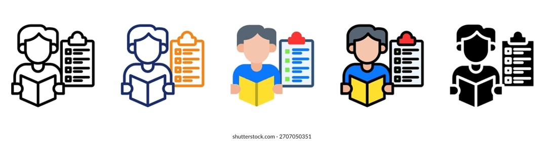 Ícone de avaliação de aprendizado Ilustração de vetor de vários estilos