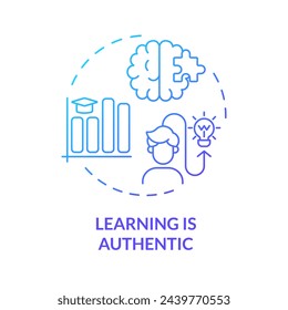 Learning is authentic blue gradient concept icon. Engage deeper for learning and working. Round shape line illustration. Abstract idea. Graphic design. Easy to use in presentation