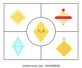 Learning basic geometric forms for children. Cute rhombus.