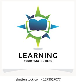 Learning Book Center Logo Design Template Inspiration