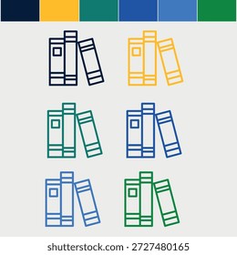 Vector de iconos de dibujo de línea de libro de aprendizaje.
