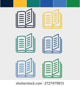 Vector de iconos de esquema de libro de aprendizaje.
