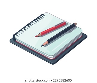 Learning with book and pencils isolated