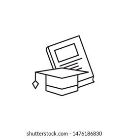 Learning, book, square academic cap icon. Element of education line icon