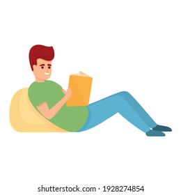 Learning boy icon. Cartoon of learning boy vector icon for web design isolated on white background