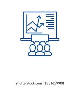 Learning business line icon concept. Learning business flat  vector symbol, sign, outline illustration.