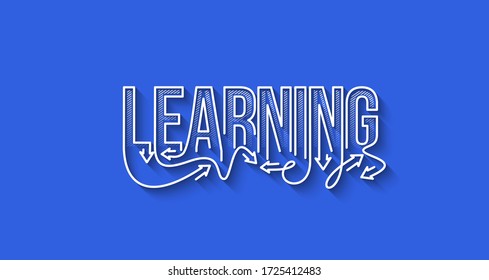 Aprendizaje Línea caligráfica Arte Texto Compra de afiche ilustración vectorial Diseño.