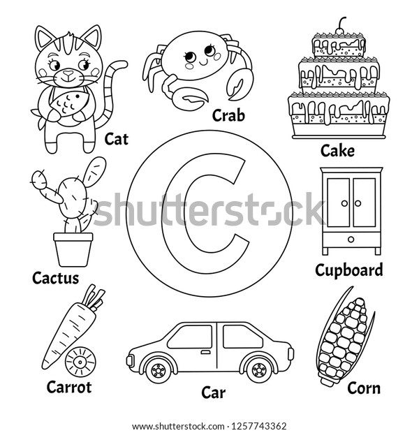 Learning Card Alphabet Letter C Set Stock Vector Royalty Free 1257743362