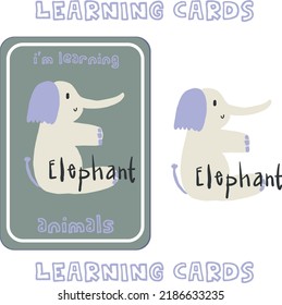 Learning Cards E For Elephant Animal Graphic Tee Design For Kids Market As Vector 