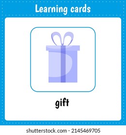 Learning cards for kids. Gift. Educational worksheet for kids education.