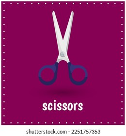 Learning cards for kids. Scissors. Tools. Educational worksheets for kids. Preschool activity