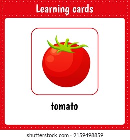 Learning Cards Kids Vegetable Tomato Educational Stock Vector (Royalty ...