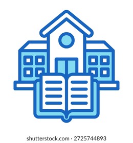 Ilustración vectorial de estilo de color azul del icono del centro de aprendizaje
