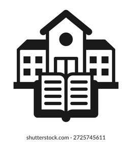 Icono de centro de aprendizaje Ilustración vectorial de estilo mixto
