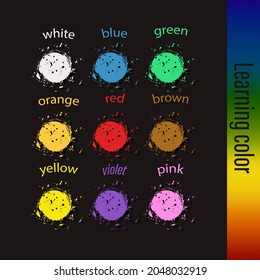 Learning color. Children educational Learning color theme and vocabulary. Set of colored blots.