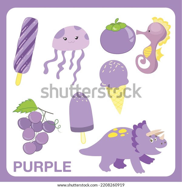 Learning Colors Kids Purple Objects Education Stock Vector (Royalty ...