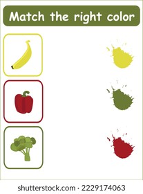 Learning colors. Matching game.  education game for children. Match the right color