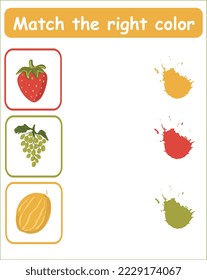 Learning colors. Matching game.  education game for children. Match the right color