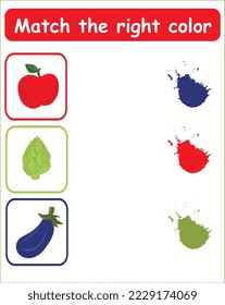 Learning colors. Matching game.  education game for children. Match the right color