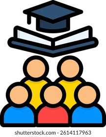 Learning Community Icon Lineal Color Vector Illustration