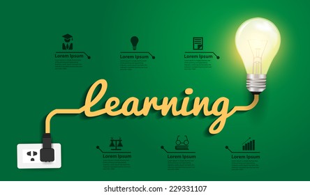 Learning concept, Creative light bulb idea abstract infographic layout, diagram, step up options, Vector illustration modern design template