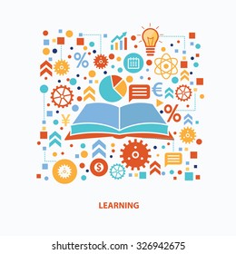Learning concept design on white background,clean vector