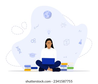 Ilustración conceptual del aprendizaje. Adecuado para página de inicio, ui, web, tarjeta de introducción de aplicaciones, editorial, volante y banner.