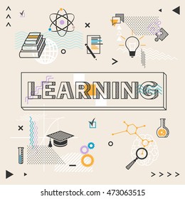 Learning concept. Inscription and education background.