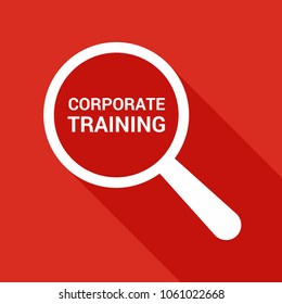 Learning Concept: Magnifying Optical Glass With Words Corporate Training. Vector illustration