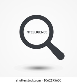 Learning Concept: Magnifying Optical Glass With Words Intelligence. Vector illustration