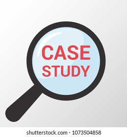 Learning Concept: Magnifying Optical Glass With Words Case Study. Vector illustration