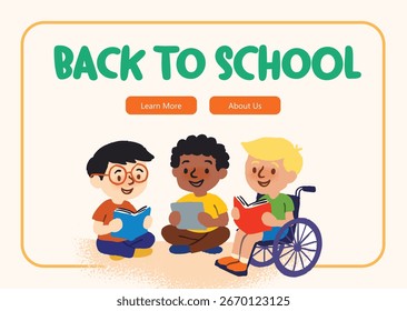 Concepto de aprendizaje Multiracial Niños Lectura Concepto de Educación Anuncio