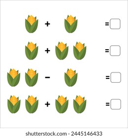 Learning to count. Fun math. Mathematical educational game for children. Vegetable puzzle. Flat vector illustration
