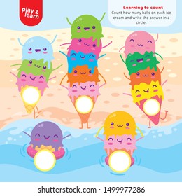 Learning to Count Ice Cream Balls Art Kid Game