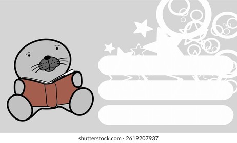 learning cute baby penguin character cartoon sitting reading background in vector format