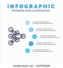 Learning, Deep, Algorithm, Data Line icon with 5 steps presentation infographics Background