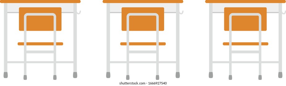 Learning desk vector illustration, Japanese school classroom scenery
