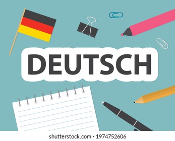 learning deutsch language concept - vector illustration