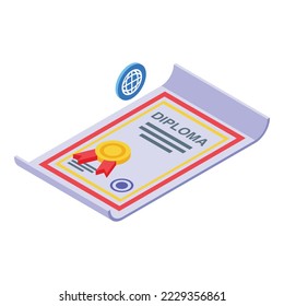 Learning diploma icon isometric vector. Computer training. Manager program