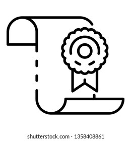 Learning diploma icon. Outline learning diploma vector icon for web design isolated on white background