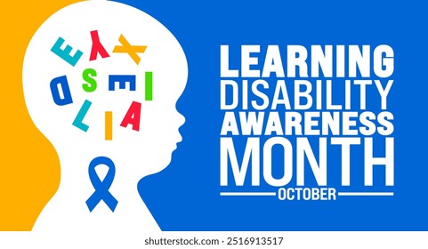 Learning Disability Awareness Month background or banner design template is observed every year in October. Holiday concept. Template for card, poster, placard, template. eps 10