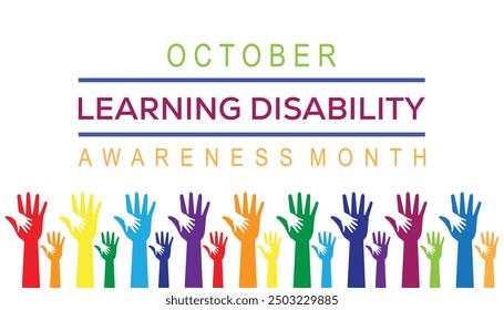 Learning Disability Awareness Month is observed every year on October. Holiday concept background, placard, banner design template Vector illustration background design.