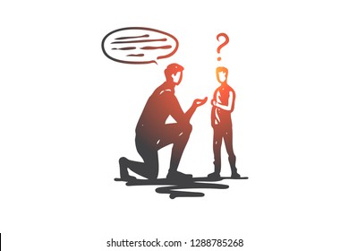 Learning, disability, boy, health, education concept. Hand drawn child with mental problems concept sketch. Isolated vector illustration.