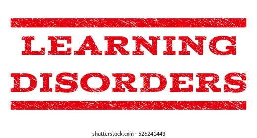 Learning Disorders watermark stamp. Text caption between horizontal parallel lines with grunge design style. Rubber seal red stamp with unclean texture. Vector ink imprint on a white background.