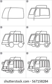 aprender a dibujar para los niños. bus de dibujo paso a paso
